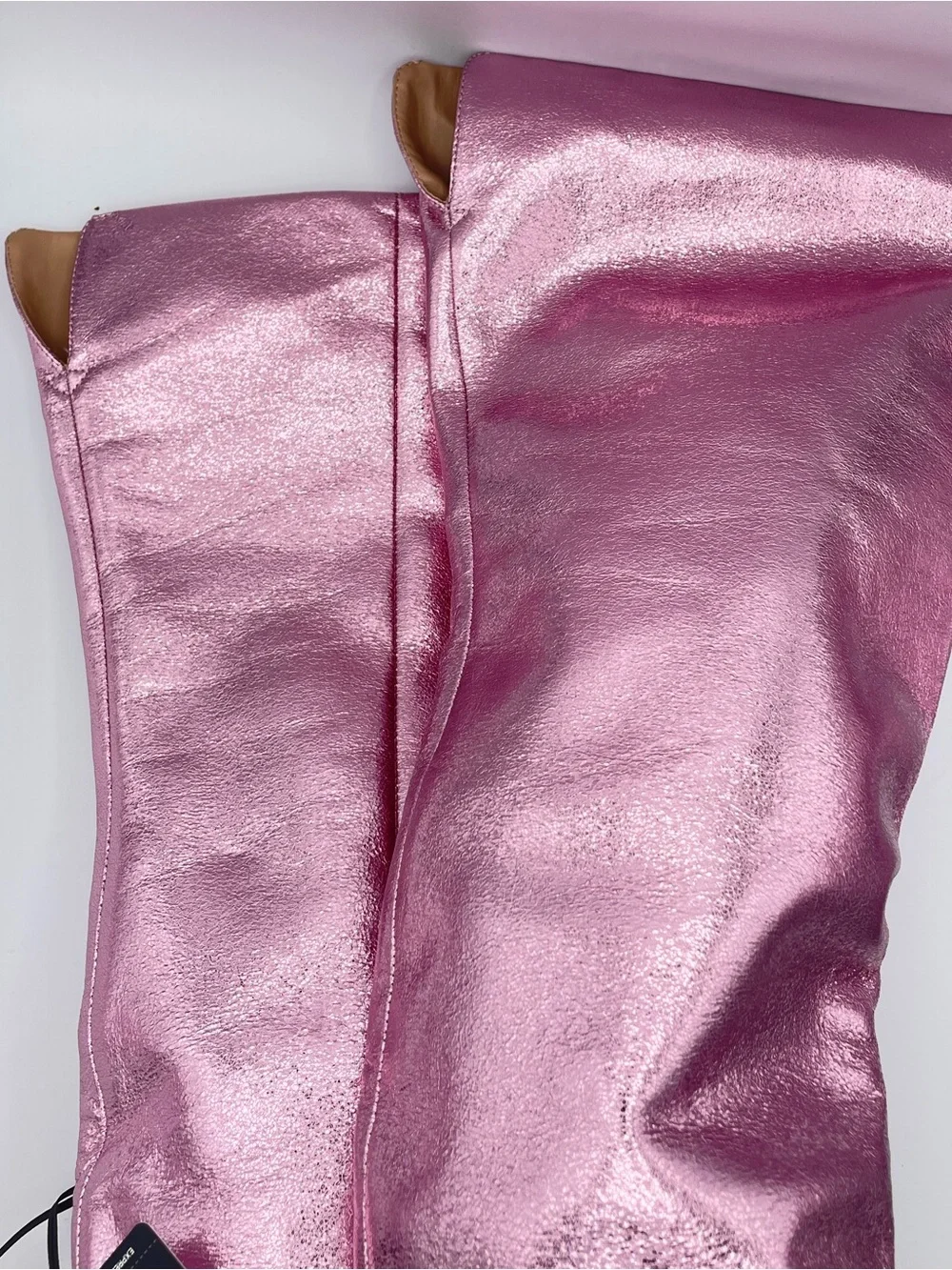 BRIAN ATWOOD x EXPRESS Metallic Pink Over the Knee Boots Size 7 NWT